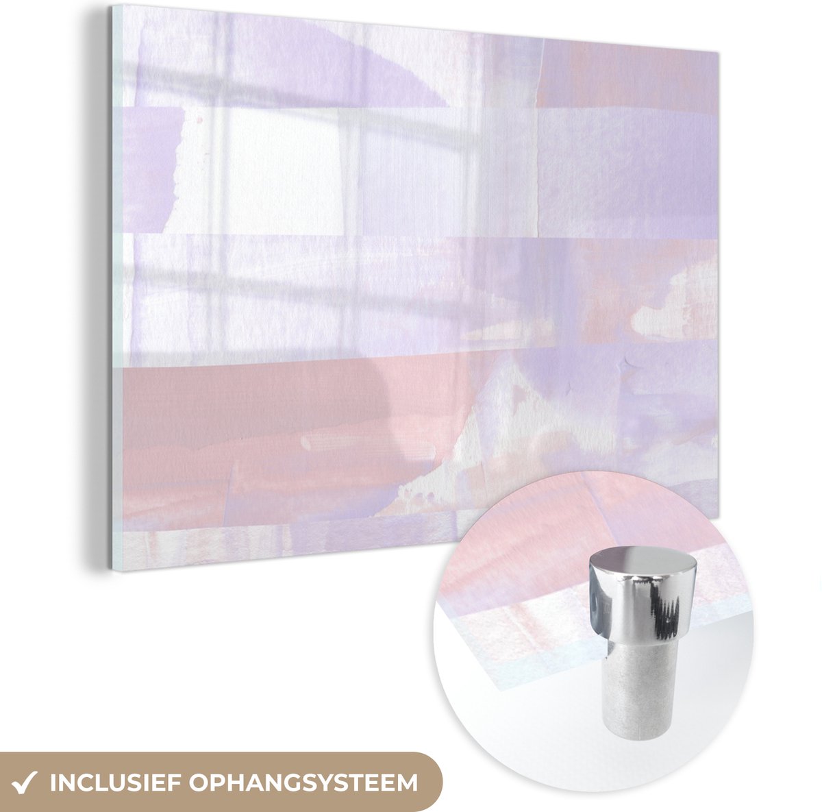 MuchoWow® Glasschilderij 90x60 cm - Schilderij acrylglas - Pastel - Verf - Design - Foto op glas - Schilderijen