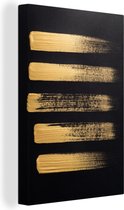 Canvas schilderij 90x140 cm - Wanddecoratie Patroon van gouden verf op een zwarte achtergrond - Muurdecoratie woonkamer - Slaapkamer decoratie - Kamer accessoires - Schilderijen