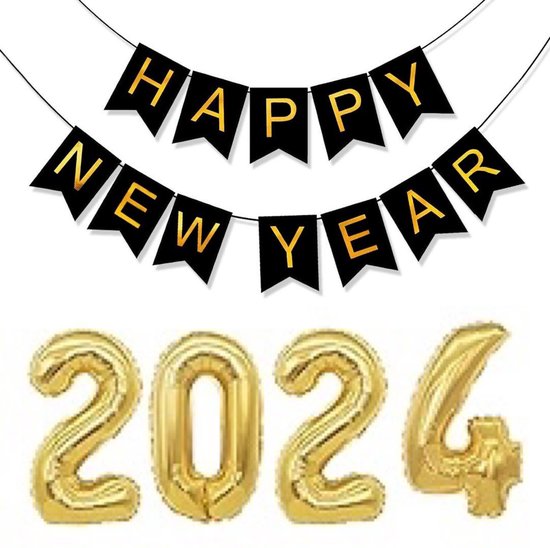 Guirlande de ballons en aluminium, noir et or, décorations pour nouvel an, nouvel  an, réveillon, noël