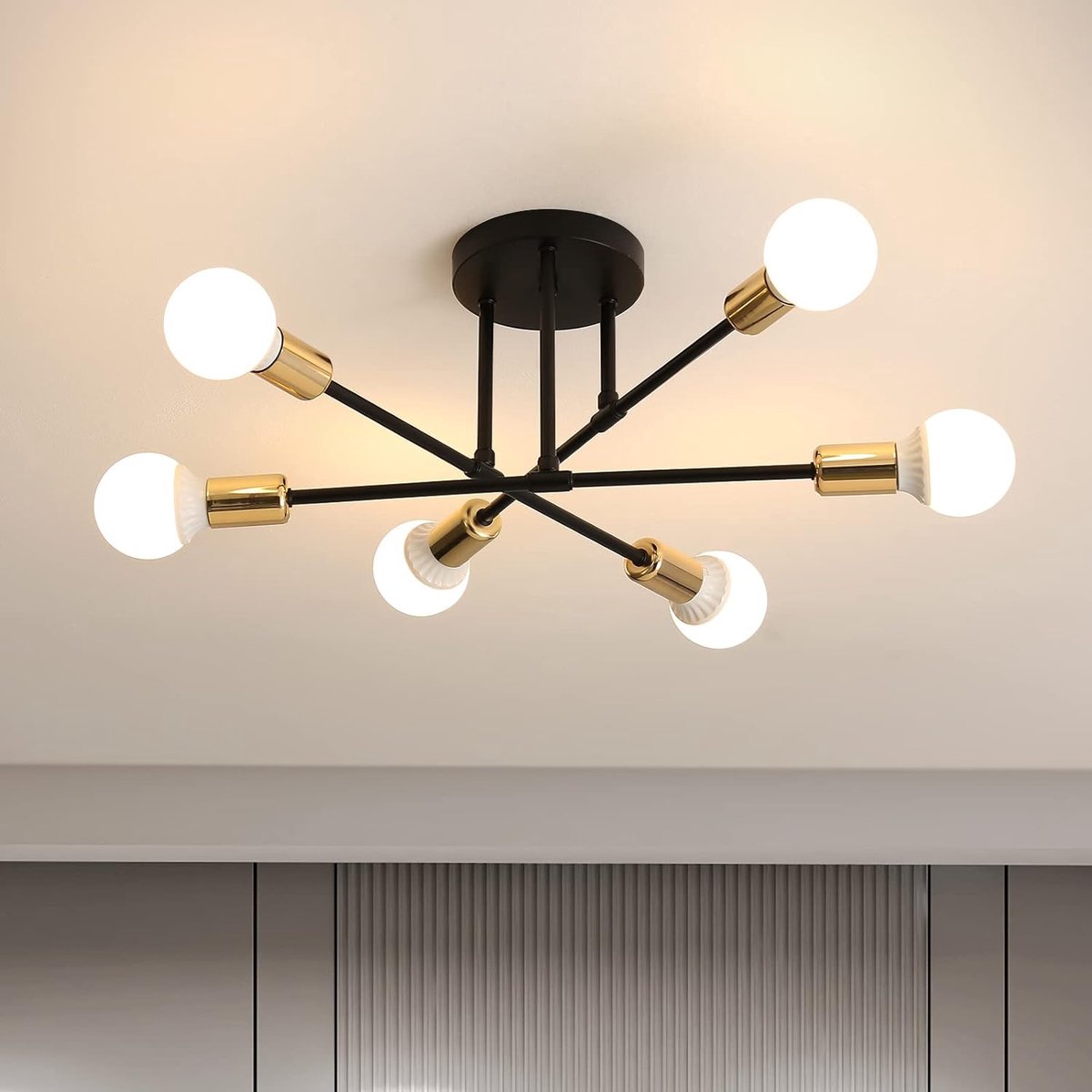 Goeco - Zwarte Industriële Plafondlamp - retro kroonluchter - woonkamer plafonniére - met E27 fitting - excl. lichtbronnen