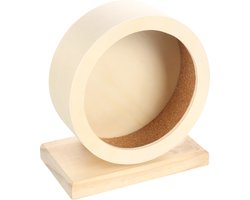 Hamster speelgoed – Flamingo Bogie Looprad – lichtbruin – S (15x17x9 cm) – houten looprad met stille kogellager & antislip – stevig & veilig – geschikt voor hamsters