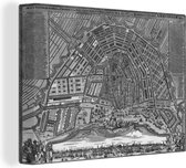 Canvas Schilderij Plattegrond - Amsterdam - Historisch - 120x90 cm - Wanddecoratie