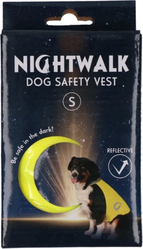 Nightwalk Safety Vest - Gilet de sécurité pour chien - Gilet pour chien - Gilet de sécurité réfléchissant - Longueur dos 25 cm - Taille S - Jaune