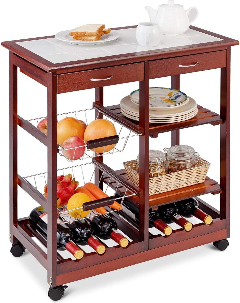 Tournus-serveerwagen met handgrepen en 3 planken van 800 x 530 mm