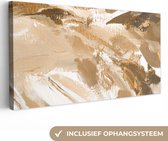 Canvas Schilderij Schilderen - Goud - Bruin - 40x20 cm - Wanddecoratie