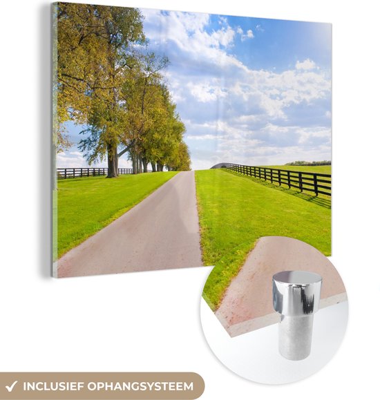 MuchoWow® Peinture sur Verre - Nuages - Arbres - Route - 40x30 cm - Peintures Acrylique - Photo sur Glas