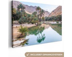 Canvas schilderij 120x80 cm - Wanddecoratie Wadi Bani Khalid-oase in Oman - Muurdecoratie woonkamer - Slaapkamer decoratie - Kamer accessoires - Schilderijen op canvas