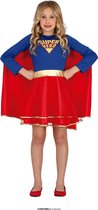 Guirca - Superwoman & Supergirl Kostuum - Born To Be A Superhero - Meisje - Blauw, Rood - Maat 176 - Carnavalskleding - Verkleedkleding