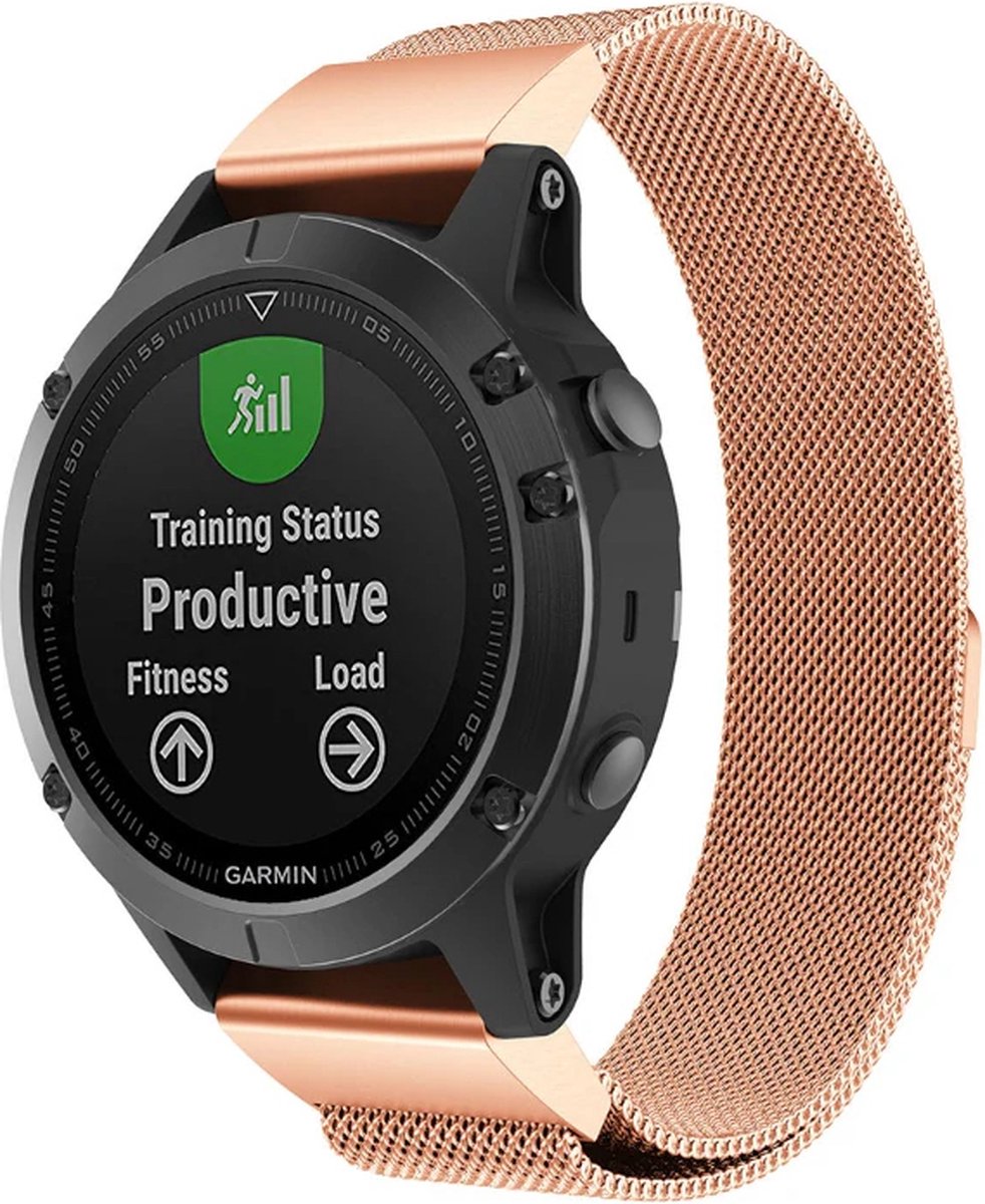 Quick Fit milanese horlogeband Garmin Fenix 5s/5splus - rose - magneetsluiting - 22mm