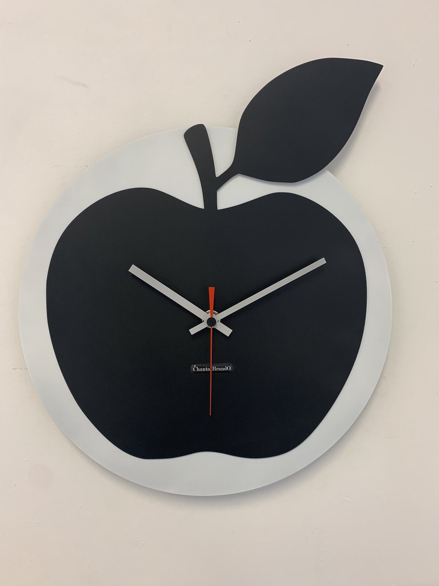 Wandklok ChantalBrandO BLACK APPEL -- MODERN DESIGN --