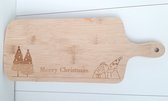 Borrelplank - serveerplank - kerst van bamboe met tekst Merry Christmas