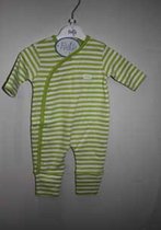 Babypak streep limegroen - wit met klapvoetje mt 56