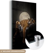 MuchoWow® Peinture sur verre - Tigre - Lune - Étoiles - 80x120 cm - Peintures sur verre acrylique - Photo sur Glas