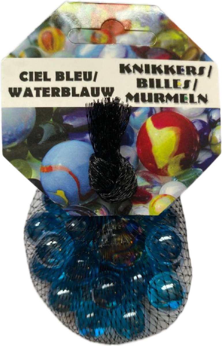 Knikkers -  Kristal Waterblauw (20x16mm en 1x25mm) - Don Juan Knikkers
