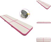 vidaXL Opblaasbare sportmat - Gymnastiekmat - Schokabsorberend - Anti-slip - Waterdicht - Roze/Grijs - 700x100x15cm - Yogamat