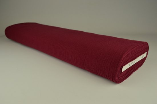 10 mètres de tissu mousseline op rol - Rouge Bordeaux - Double gaze op rol