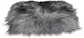 Stoelkussen - IJslandse schapenvacht grijs met zwarte uiteinden - stoelpad - zitkussen - klein vachtje