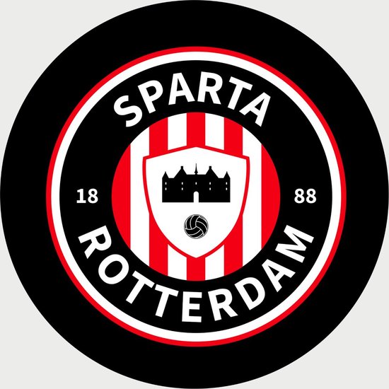 Sparta Rotterdam Schilderij - Kasteelheren - Voetbal - Muurcirkel - Poster - Wanddecoratie op Aluminium (Dibond) - 40x40cm - Inclusief Gratis Ophangsysteem