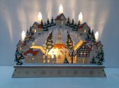 Kerst boog houtsnijwerk met 5 led kaarslampjes