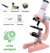 Playos® - Microscoop voor Kinderen - Lichtroze - tot x1200 - LED Verlichting - met Accessoires - Junior Microscoop - STEM Speelgoed - Wetenschappelijk Speelgoed - Educatief