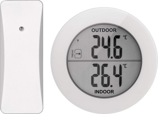 Thermomètre interieur exterieur sans fil avec horloge Numérique