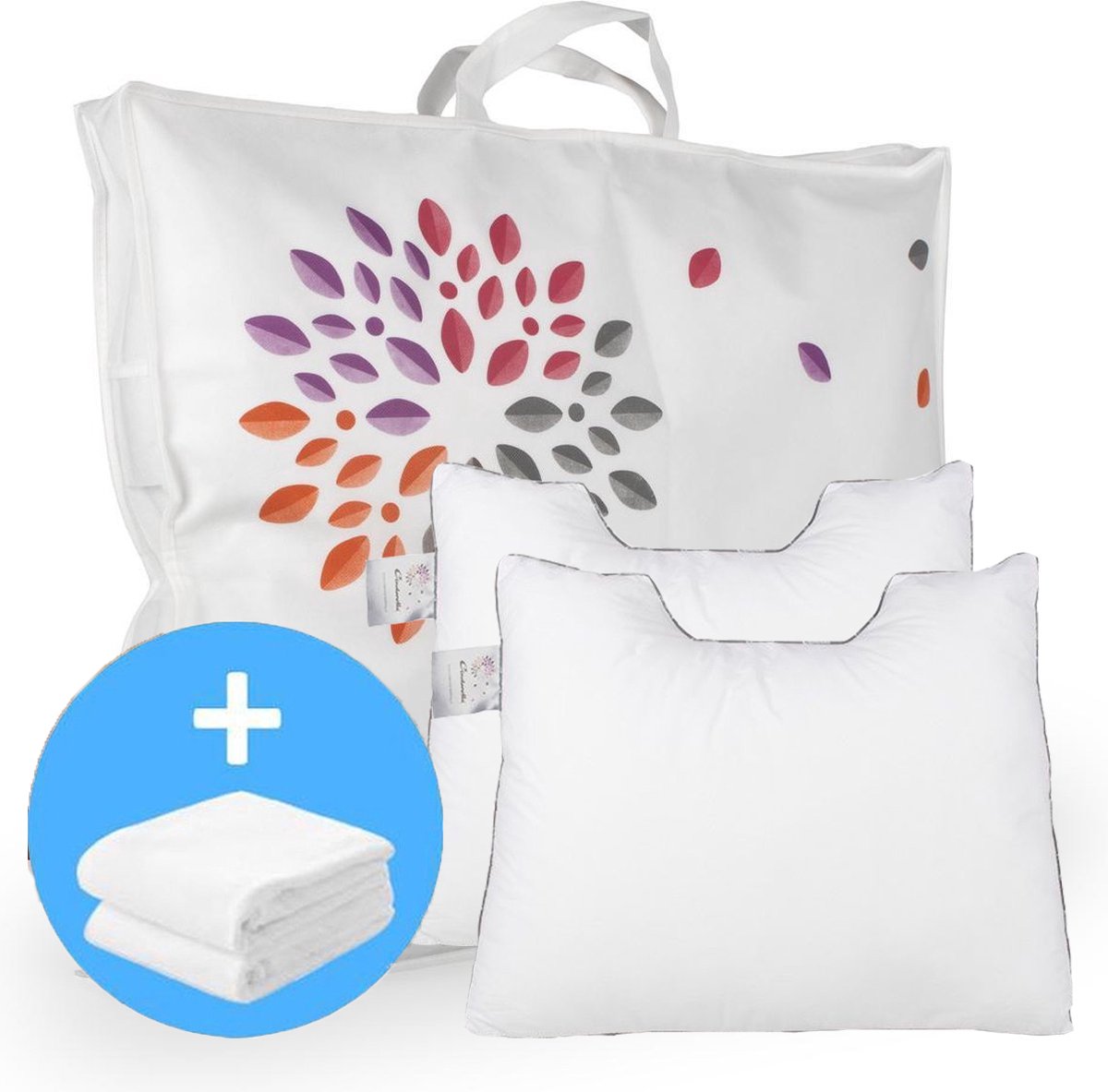 Cinderella Rondo Firm Hoofdkussen Set (2 Kussens + 2 Moltonslopen) - Anti Allergie - 50x60 cm - Wit