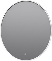 Miroir de salle de bain rond Mauri blanc mat avec chauffage, éclairage LED et capteur tactile 80x80cm