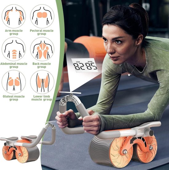Rouleau Abdominal à Rebond Automatique Avec Support Téléphone - Double Roue Pour Gainage