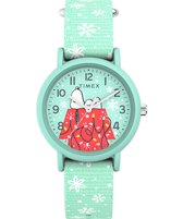 Timex Peanuts Weekender Color Rush TW2W24700 Horloge - Textiel - Blauw - Ø 34 mm