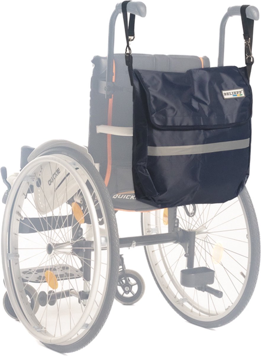 Goedkoopste Belieff Rolstoeltas - Achterkant - Tas Rolstoel - Rolstoelaccessoires - Opbergtas Rolstoel - Met Reflectiestreep - Blauw