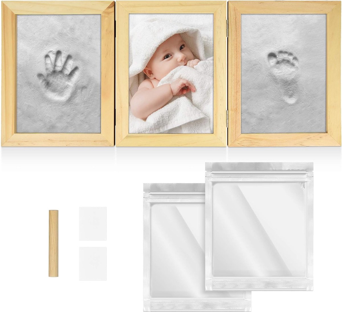 Goedkoopste handafdruk en Voetafdruk Kit - Set met Frame en Klei voor het Gieten van Baby's Hand- en Voetafdrukken - Ideaal voor Pasgeboren Baby’s