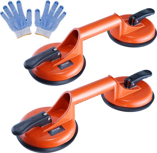 Ventouse VEVOR en NBR lève-verre φ119mm capacité de charge du lève-vide 85-150kg ventouse en verre température de fonctionnement -20-60 ℃ ventouse sous vide avec poignée ergonomique en aluminium