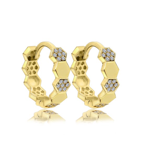 Juwelier Zwartevalk - 14 karaat gouden zeshoek oorbellen 12.357-A/15mm--