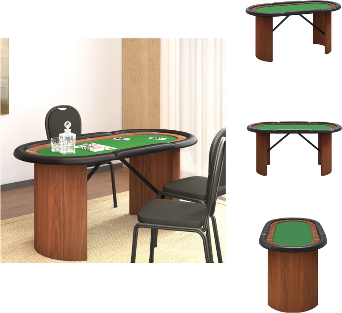 VidaXL Poker Pokertafel Groen 160 x 80 x 75 cm Casinokwaliteit Pokertafel