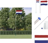 vidaXL Nationale Vlaggenset - 90x150 cm - Duurzaam Polyester - Aluminium Vlaggenmast - Verstelbare Lengte - Stabiel Frame - Eenvoudige Bediening - Vlag