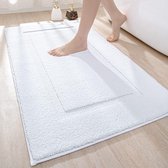 Badkamertapijt, 60 x 110 cm, antislip, wasbaar, zachte badmat, microvezel, absorberende badmat, badmatten voor badkuip, doucheruimte en badkamer, wit
