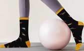 Teckel - sokken - 1 paar sokken - teckelprint - maat 35/38 - zwart - geel - hond - dachshund - teckelsokken - teckel sokken