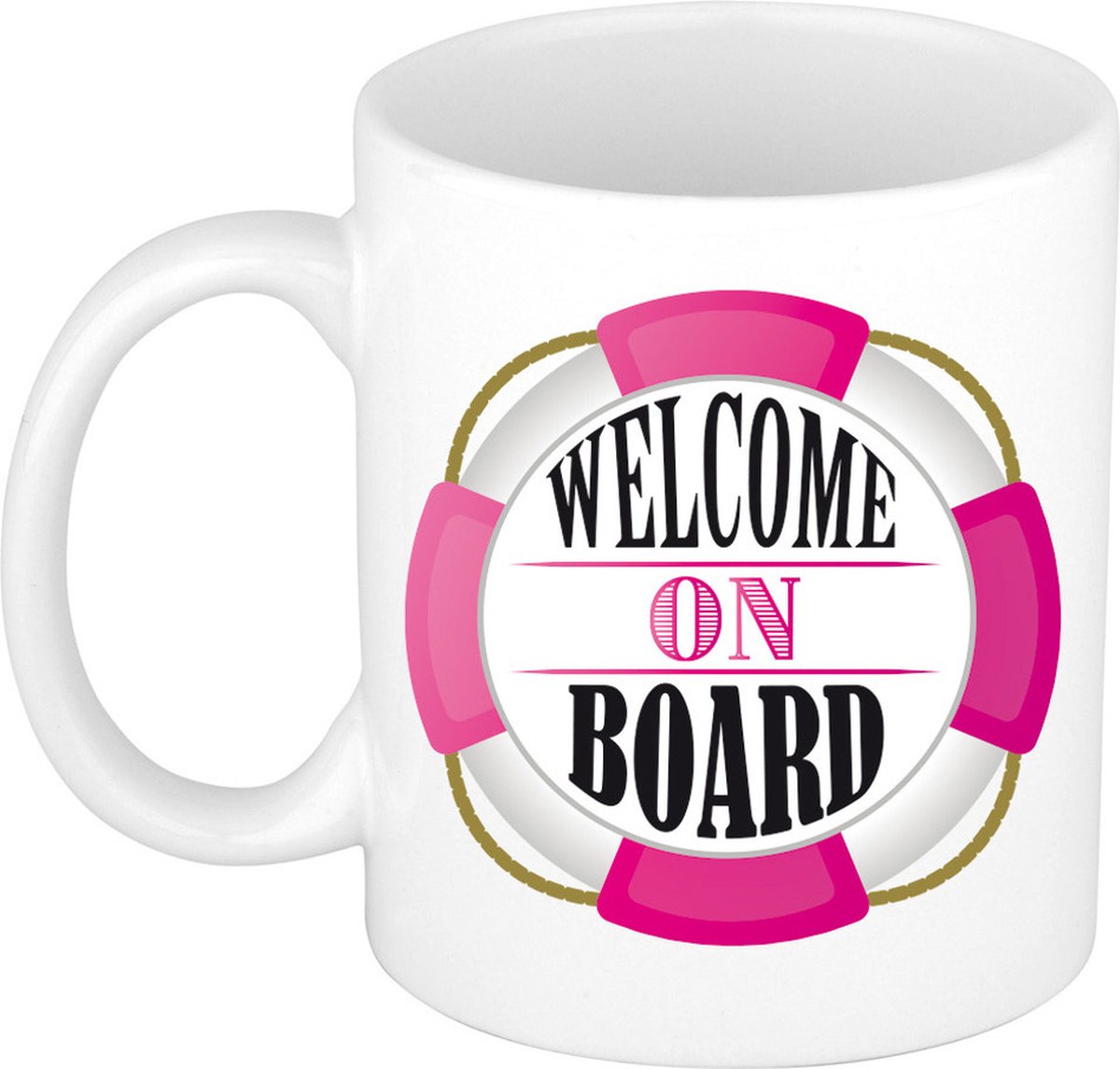 Bellatio Decorations Cadeau koffie/thee mok voor nieuwe collega - welkom - roze - 300 ml