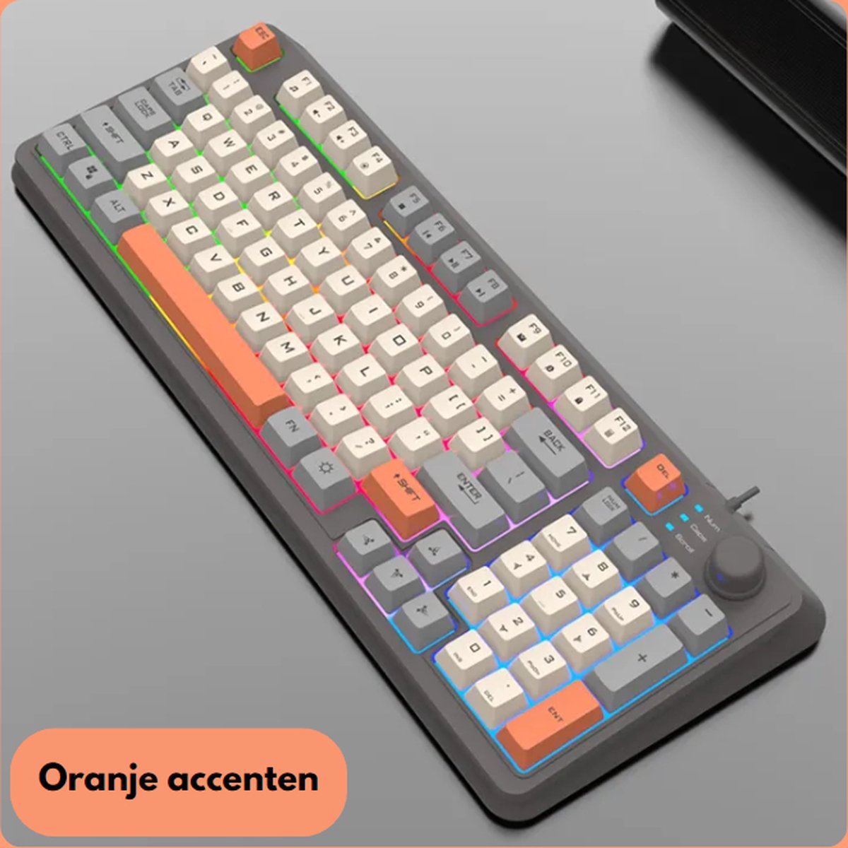 XUNFOX K82 Mixed Ledlight 94KEY gaming toetsenbord - GRIJS - Windows/Mac game toetsenbord - Mechanical Keyboard - QWERTY - anti-ghosting game toetsenborden - Creme/Grijs/Oranje