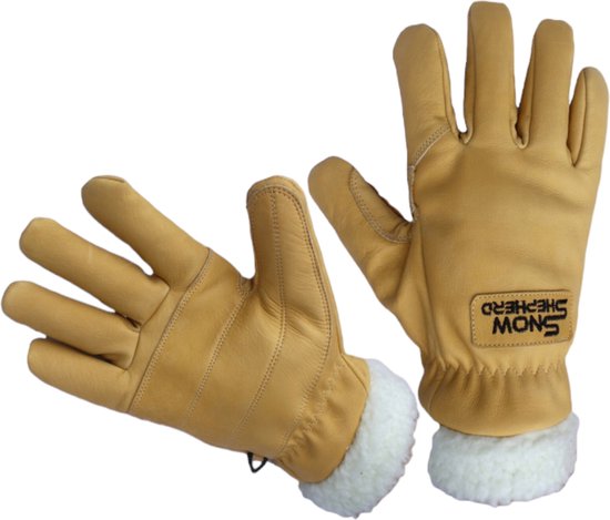 Gants de ski Snowshepherd Cuir Tan Jaune Antiderapants Gants Hommes Femmes. bol