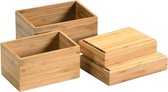 Set de 4 boîtes de rangement en Bamboe FSC, Boîtes de rangement en bois pour Cuisine, Hobby, salon et chambre d'enfant, empilables