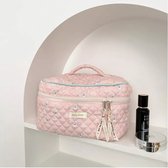 Corduroy high-profile vrouwelijke make-up draagbare high-end schattige nieuwe toilettas met grote capaciteit Roze