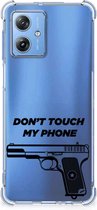 Cover Case Geschikt voor Motorola Moto G54 Telefoonhoesje met doorzichtige rand Pistol Don't Touch My Phone