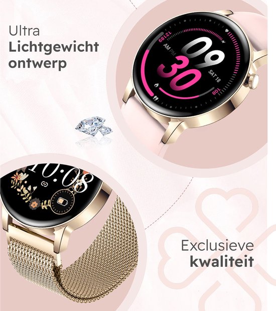 Smart Smartwatch Classy Pro Goud - Montre Connectée Femme et Homme - Montre  Podomètre