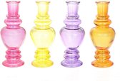 HBX Living Kandelaar Trapani van glas in velekleuren dia.6x16cm 4 assorti kleuren