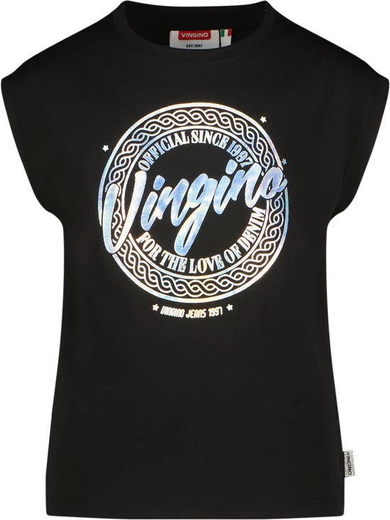 Vingino T-shirt Henya Meisjes T-shirt - Deep Black - Maat 164