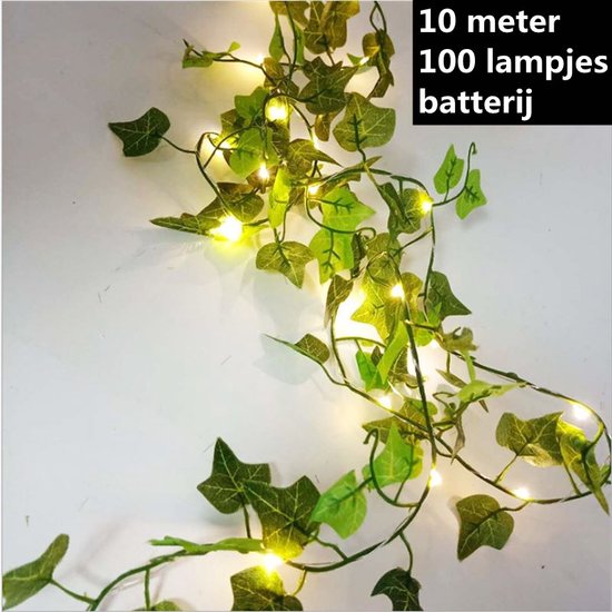 Tweekleurig Esdoornblad Lichtslinger-werkt op batterij- 10 meter 100 lichtjes