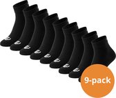 Vinnie-G Quarter Sokken Zwart - 9 paar Zwarte Enkel sokken - Unisex - Maat 43/46