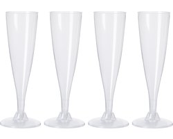 EH Prosecco/champagneglazen - 4x - transparant - kunststof - 130 ml - herbruikbaar