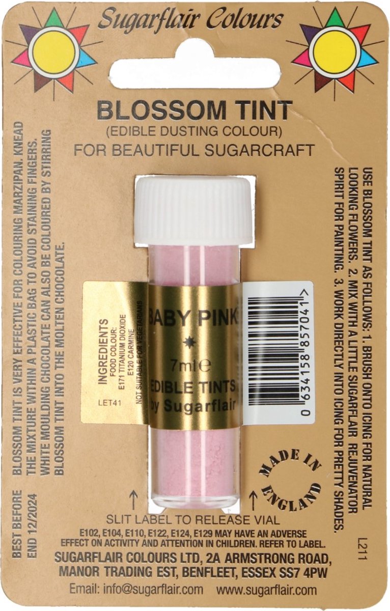 Sugarflair Eetbare Kleurpoeder - Babyroze - 7ml - Voedingskleurstof